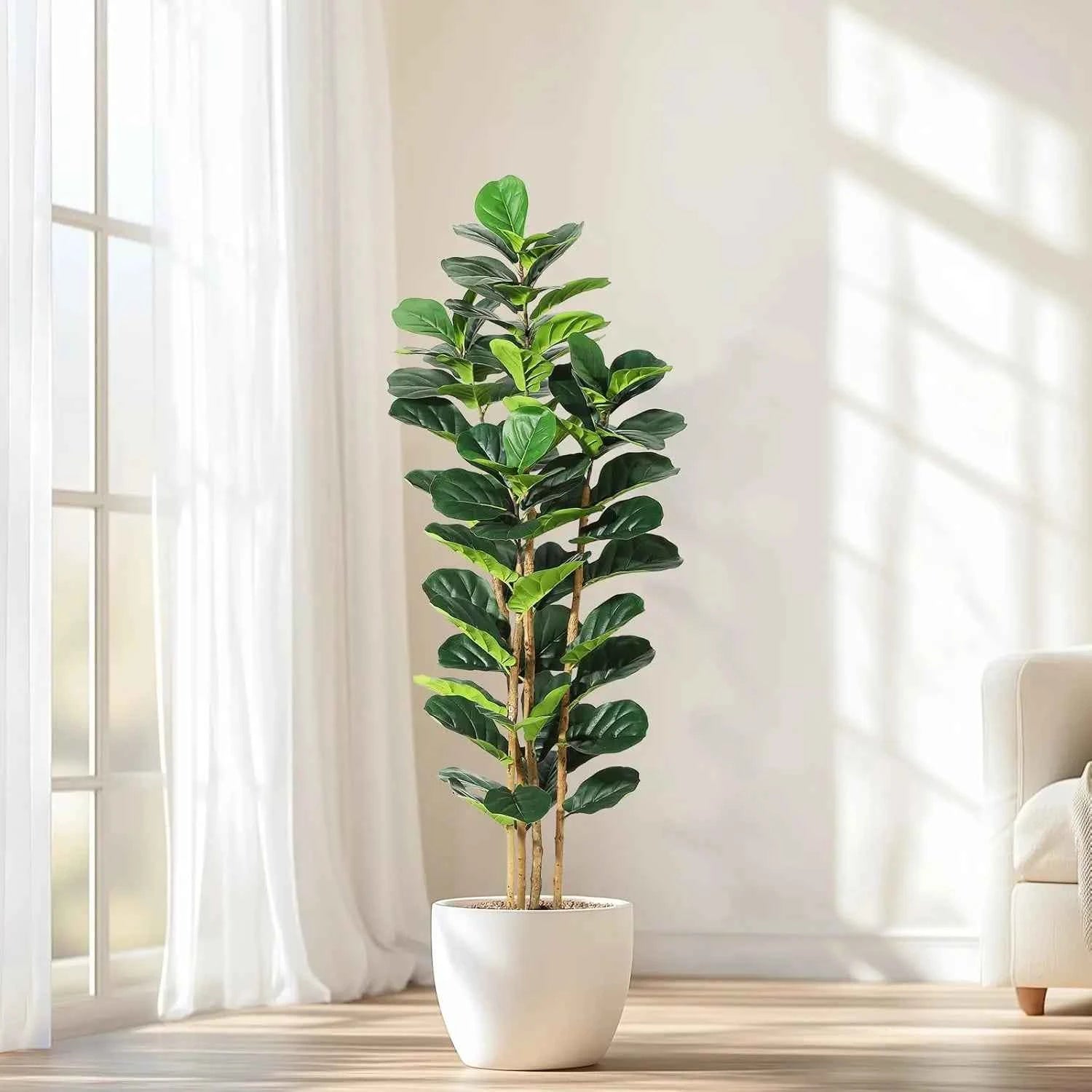 Artificial Fiddle Leaf Fig Tree with Pot for Home Decor
