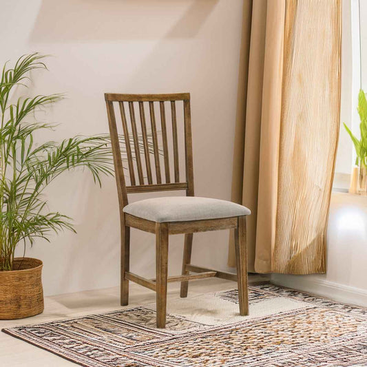 Wallace II - Side Chair (Set of 2) - Tan Linen & Weathered Oak