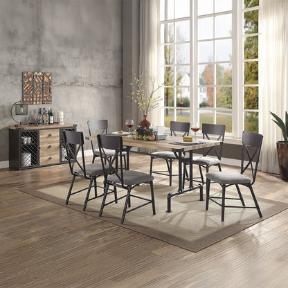 Edina - Side Chair (Set of 2) - Gray Fabric, Oak & Sandy Black