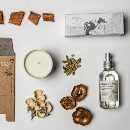 Porto-053 Room Spray – Linen & Fabric Freshener – High Fragrance Concentration – Vegan & Handmade in USA – 4 oz Clear Glass Bottle with decorative box - PoshaBella