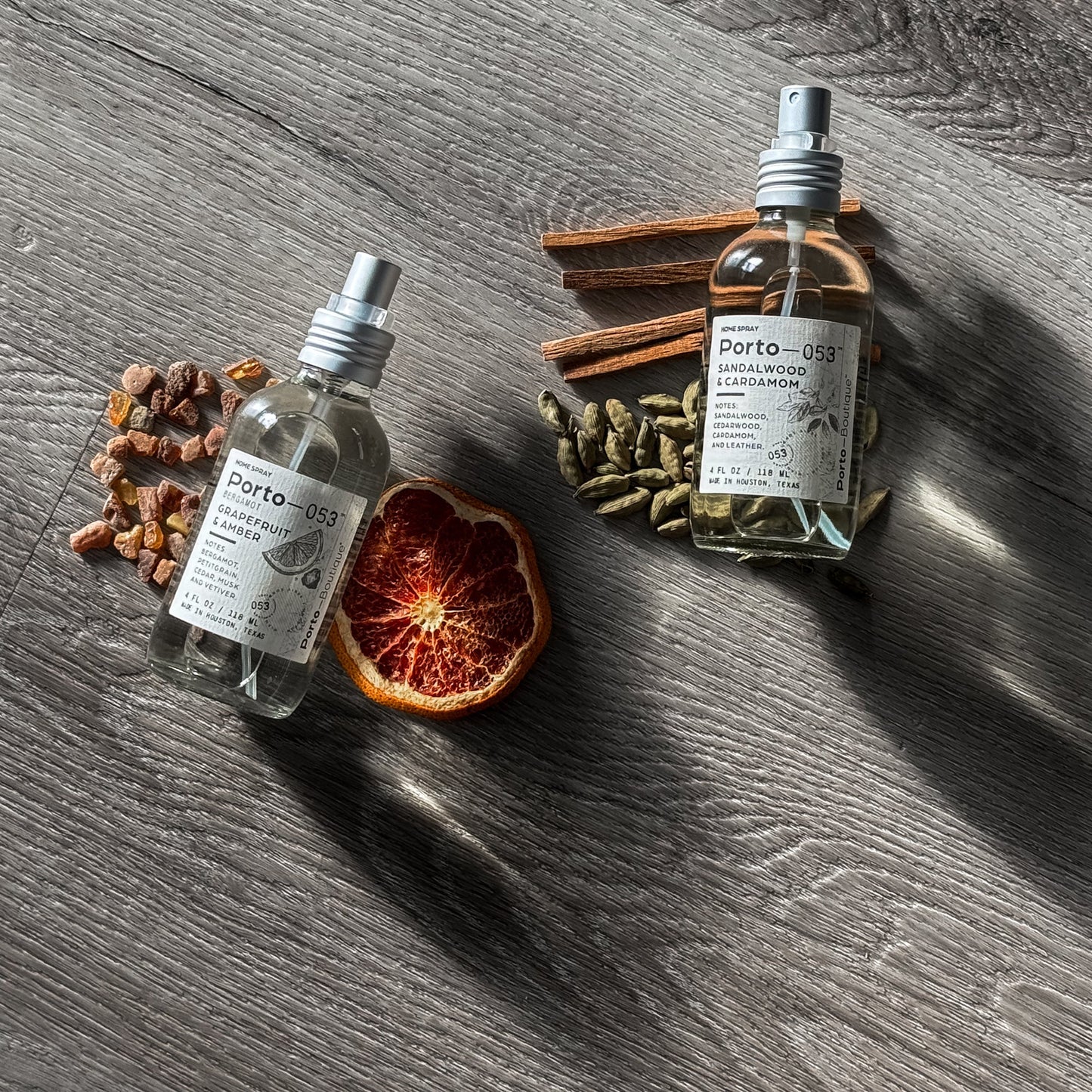 Porto-053 Room Spray – Linen & Fabric Freshener – High Fragrance Concentration – Vegan & Handmade in USA – 4 oz Clear Glass Bottle with decorative box - PoshaBella