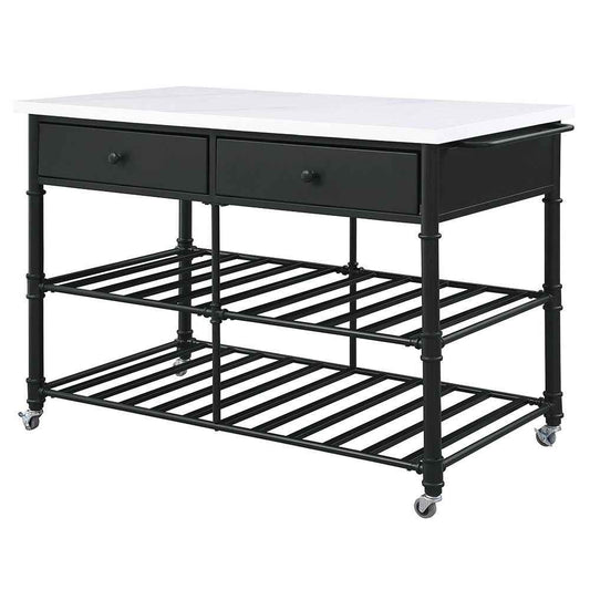 Emery - Kitchen Island - White Cultured Marble Top & Gray