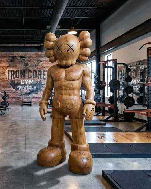 Muscular Wooden Sculpture – Gym & Fitness Art Decor