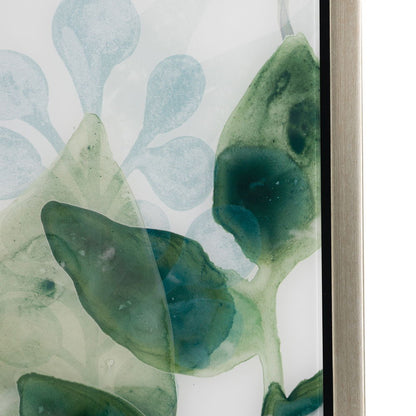Framed Printed Acrylic Decorative Wall Art, Wall Decor For Living Room (Set of 2) - White / Green