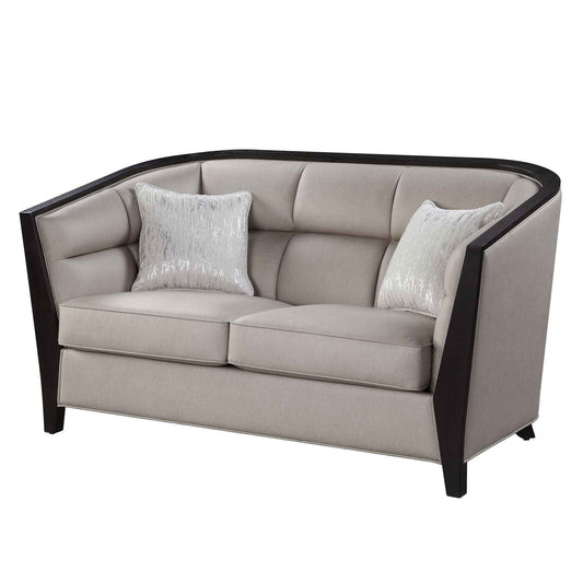 Zemocryss - Loveseat With 2 Pillows - Beige Fabric