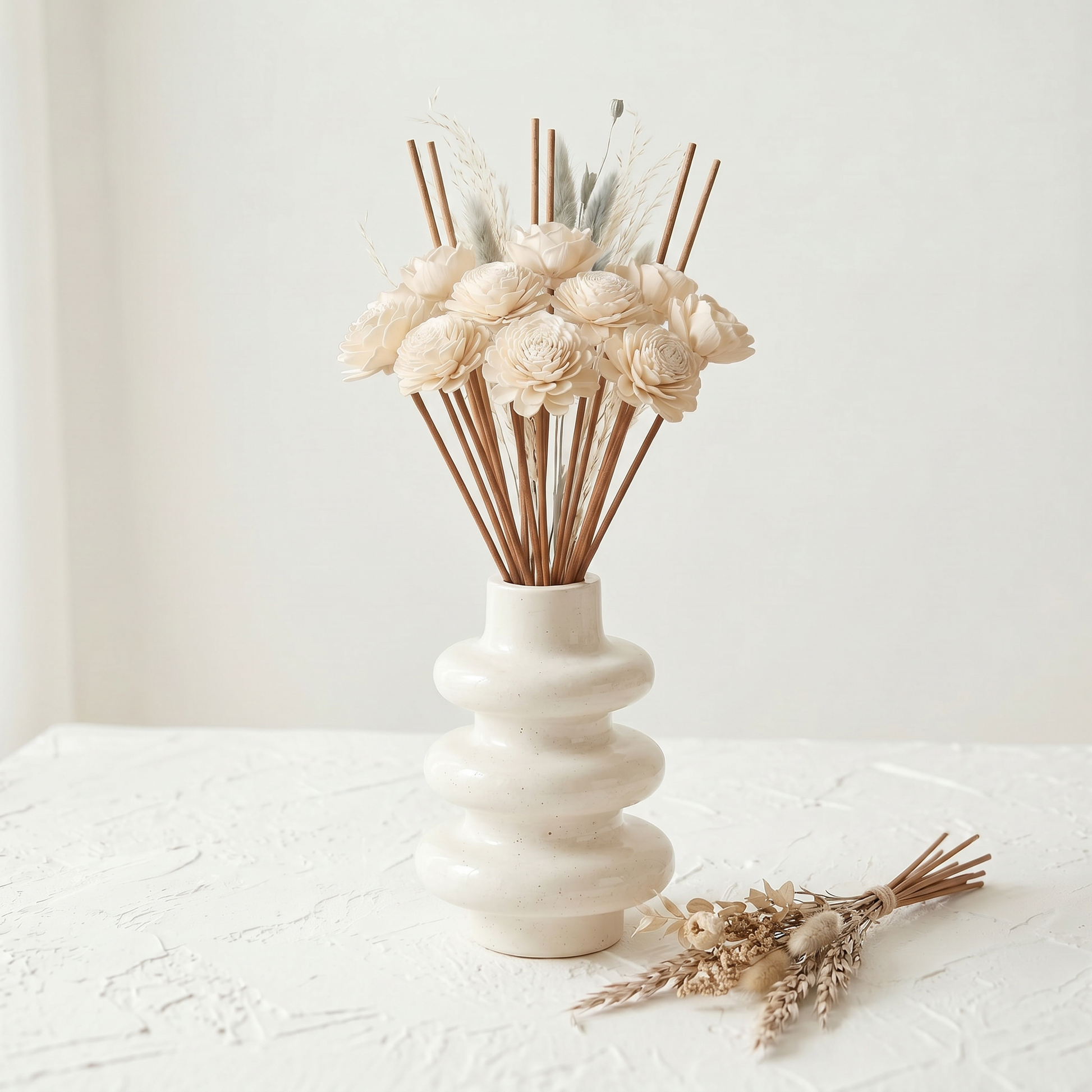 The Stacked Bubble Vase Reed Diffuser Gift Set, Gypsum White 9" Sunsum® Intentional Living