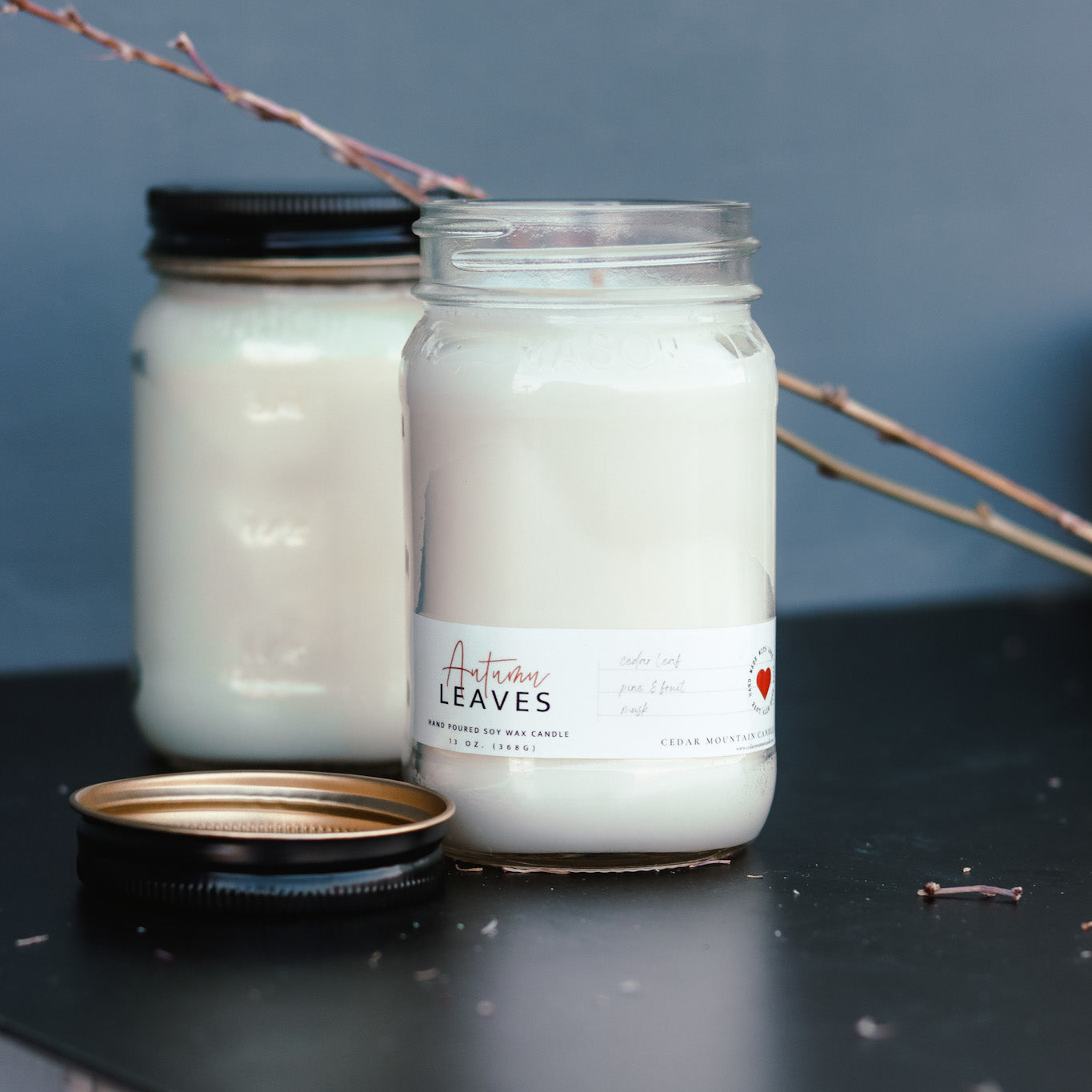 13 oz Mason Jar Soy Candle - Toasted Pumpkin & Cranberry - PoshaBella