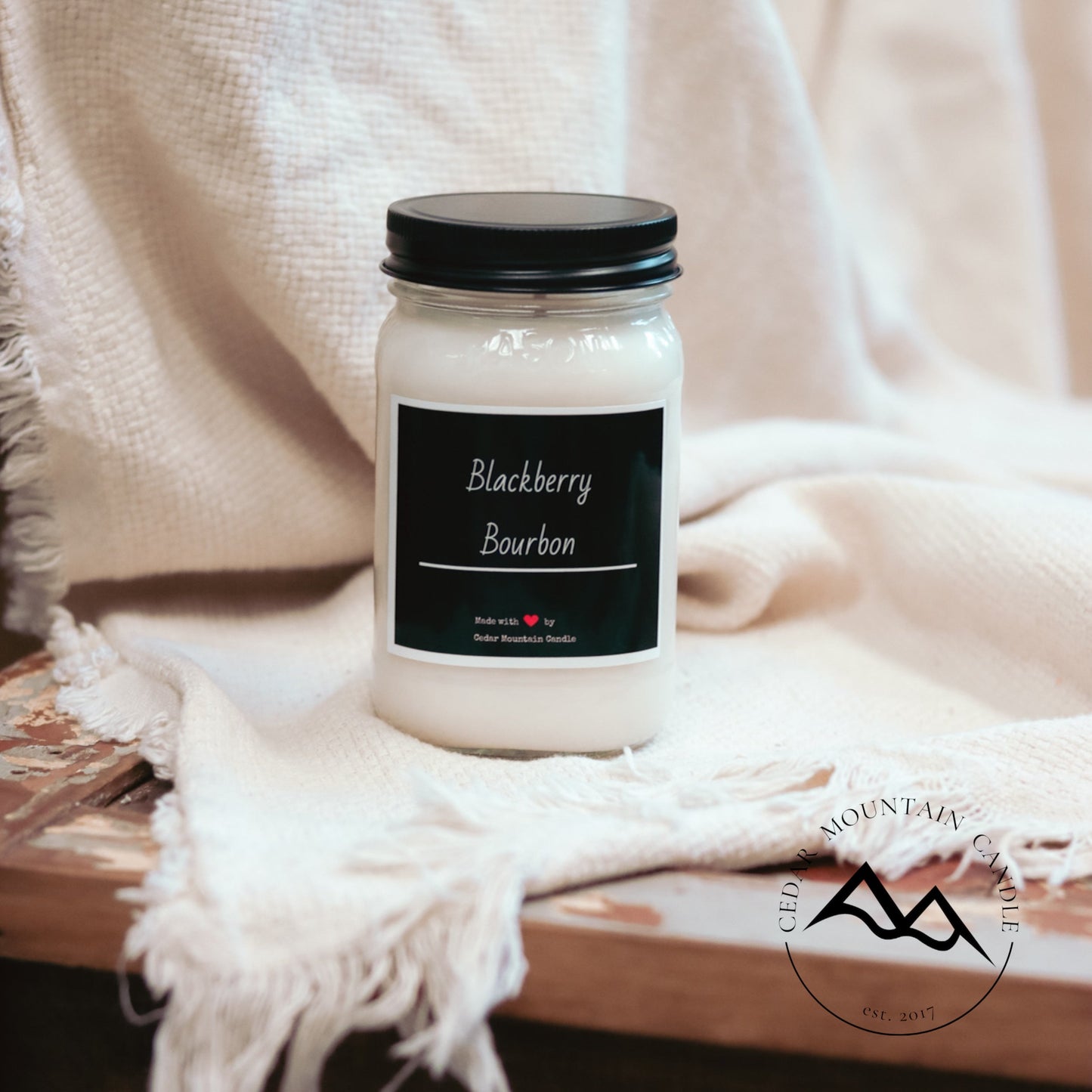 Black & White Label Mason Jar Soy Candle - PoshaBella
