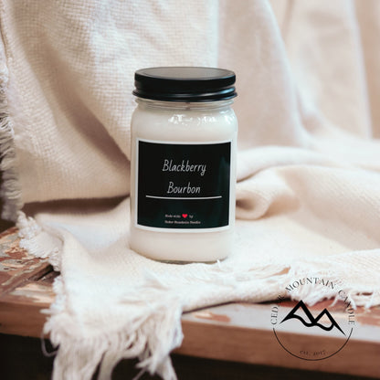 Black & White Label Mason Jar Soy Candle - PoshaBella