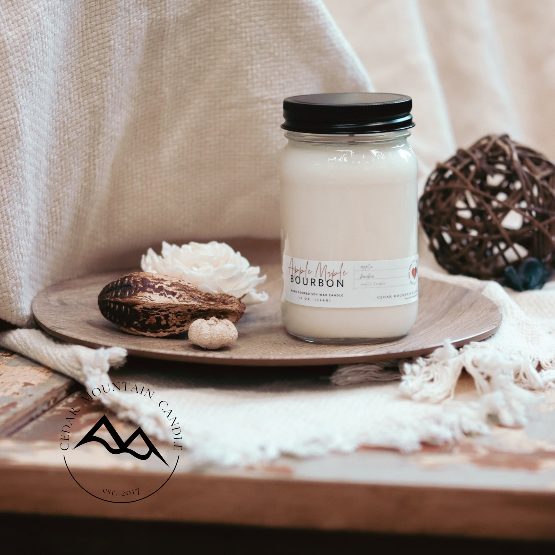 13 oz Mason Jar Soy Candle - Toasted Pumpkin & Cranberry - PoshaBella