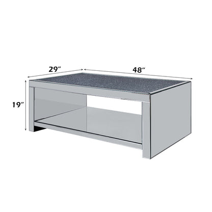 Noralie - Coffee Table - Clear Glass, Mirrored & Faux Diamonds