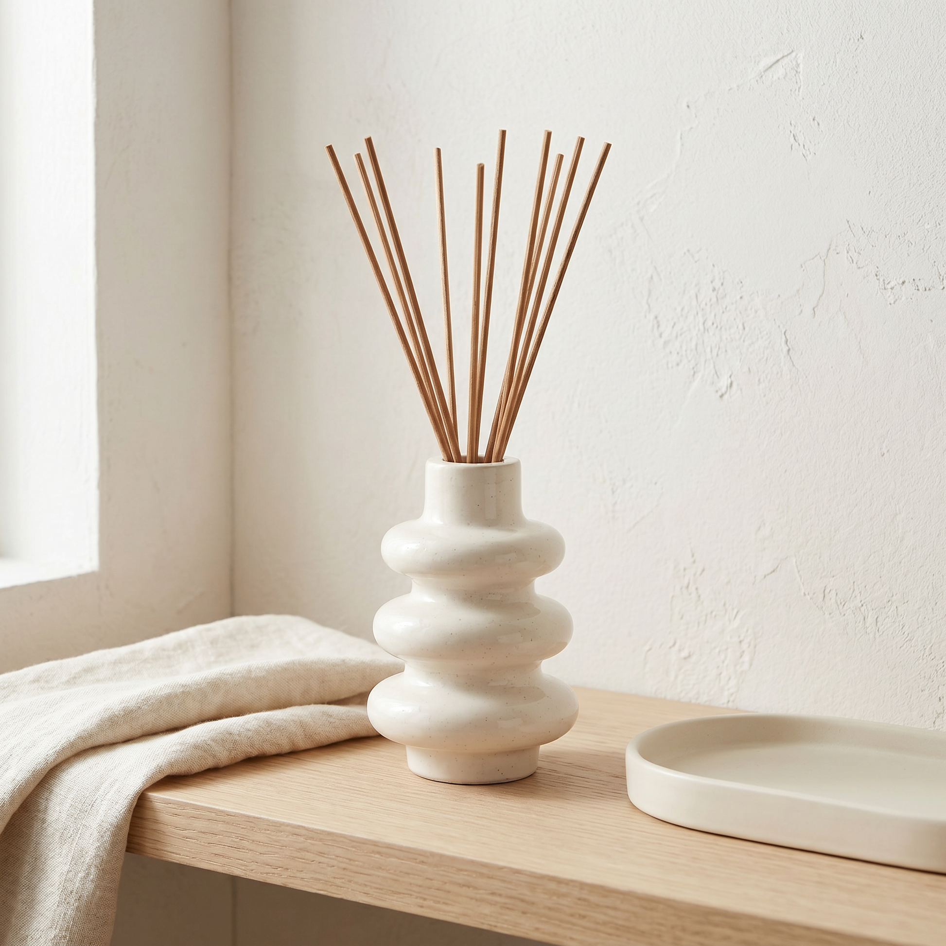 The Stacked Bubble Vase Reed Diffuser Gift Set, Gypsum White 9" Sunsum® Intentional Living