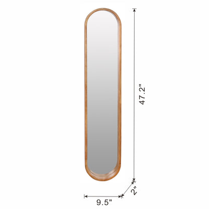 Decorative Rubber Frame Mirror With Elongated Oval Frame - Brown