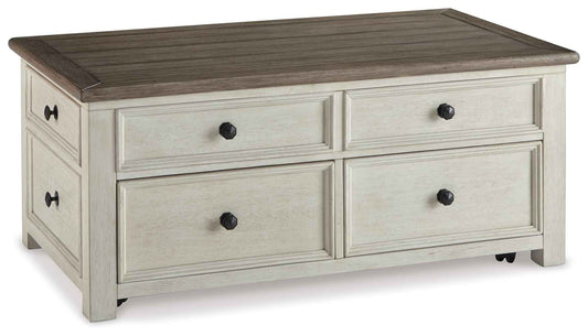 Bolanburg - Lift Top Cocktail Table - White / Brown / Beige