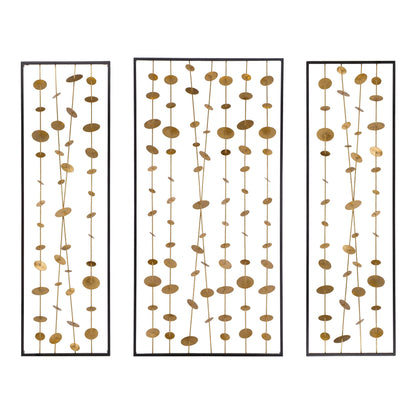 Metal Decorative Wall Art With Frame, Wall Decor For Living Room (Set of 3) - Gold