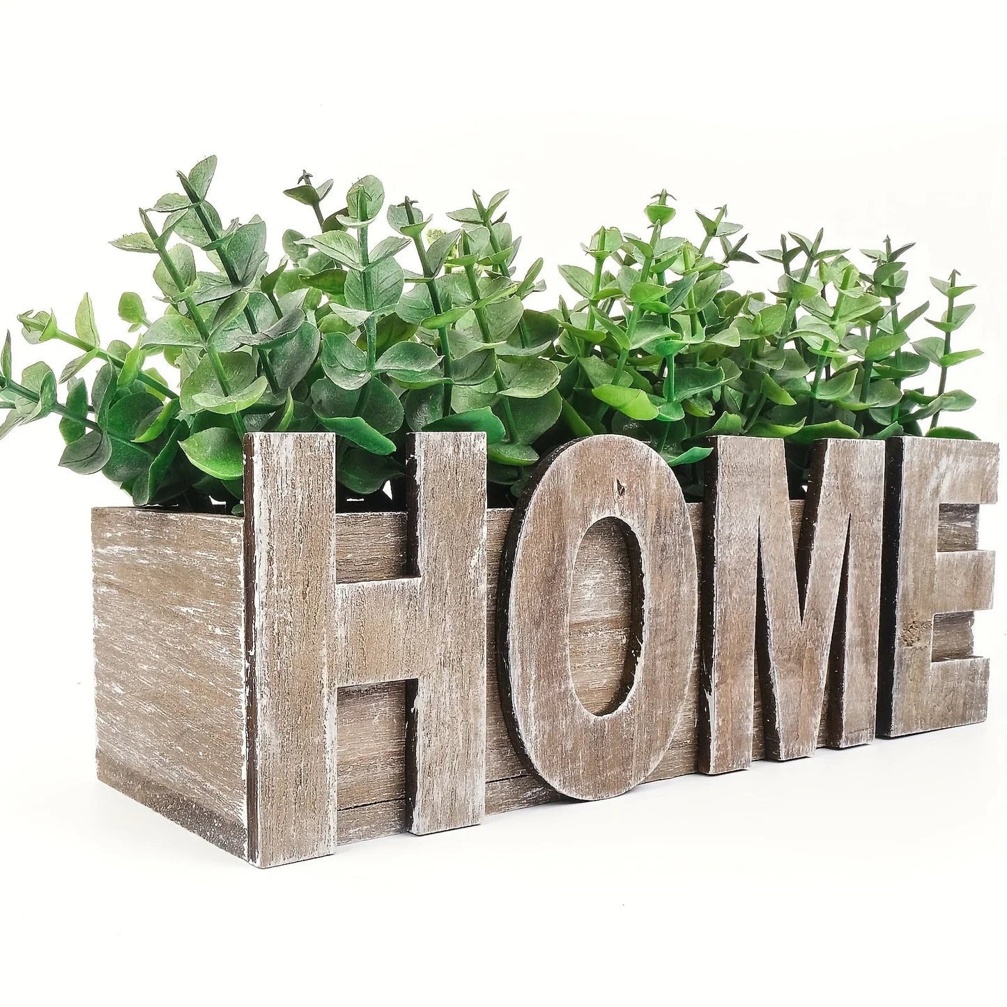1pc, Artificial Eucalyptus Potted Plant, Fake Green Plant With Wooden Pot For Spring Summer Gift Ideas, Home Office Garden Wedding Kitchen Shower Room Decoration