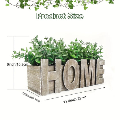 1pc, Artificial Eucalyptus Potted Plant, Fake Green Plant With Wooden Pot For Spring Summer Gift Ideas, Home Office Garden Wedding Kitchen Shower Room Decoration