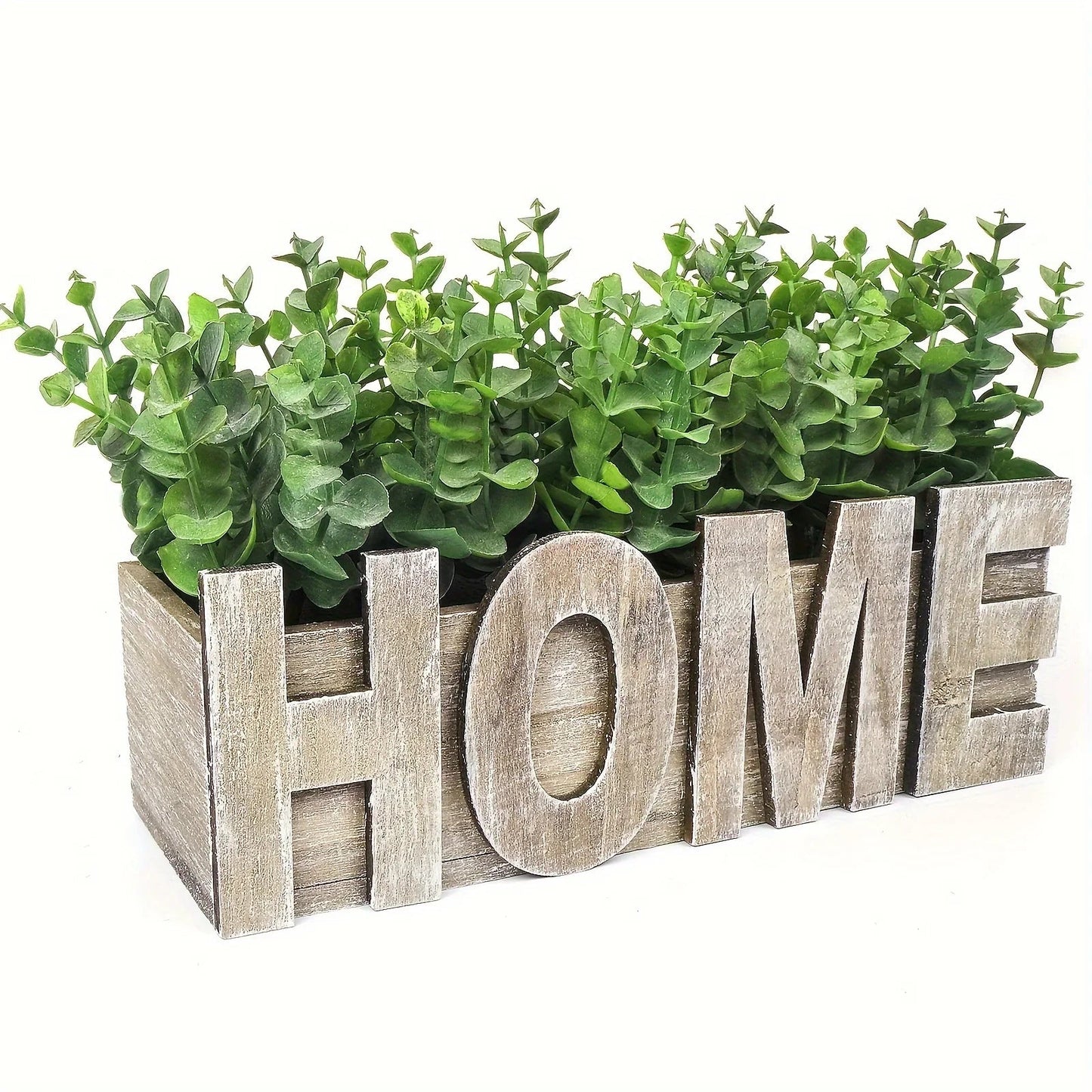 1pc, Artificial Eucalyptus Potted Plant, Fake Green Plant With Wooden Pot For Spring Summer Gift Ideas, Home Office Garden Wedding Kitchen Shower Room Decoration