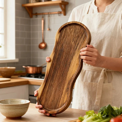1pc Creative Oval Wooden Tray, Dessert Plate - Perfect Blend of Home Decor and Practicality, Easy to Clean, Multi-Purpose for Fruits, Cakes, Snacks, Desserts, and Cheese. Ideal for Family Gatherings, Afternoon Tea, Restaurant