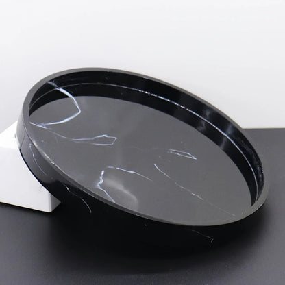 1pc Elegant Black Circular Resin Tray - 27.43cm Hand-Polished, Multi-Purpose Vanity Organizer for Bathroom, Kitchen & Bedroom Decor - Ideal for Jewelry, Keys & Accessories Storage