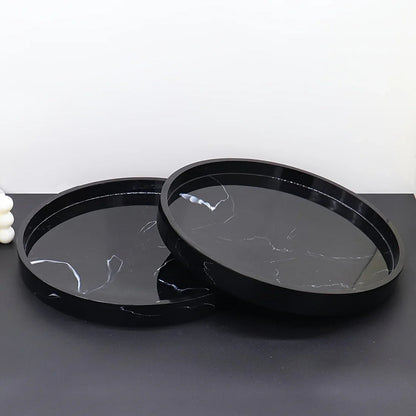 1pc Elegant Black Circular Resin Tray - 27.43cm Hand-Polished, Multi-Purpose Vanity Organizer for Bathroom, Kitchen & Bedroom Decor - Ideal for Jewelry, Keys & Accessories Storage