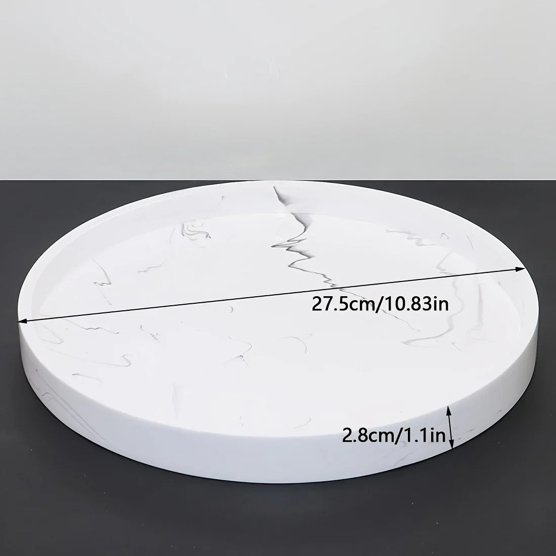 1pc Elegant Black Circular Resin Tray - 27.43cm Hand-Polished, Multi-Purpose Vanity Organizer for Bathroom, Kitchen & Bedroom Decor - Ideal for Jewelry, Keys & Accessories Storage