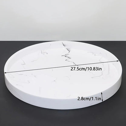 1pc Elegant Black Circular Resin Tray - 27.43cm Hand-Polished, Multi-Purpose Vanity Organizer for Bathroom, Kitchen & Bedroom Decor - Ideal for Jewelry, Keys & Accessories Storage