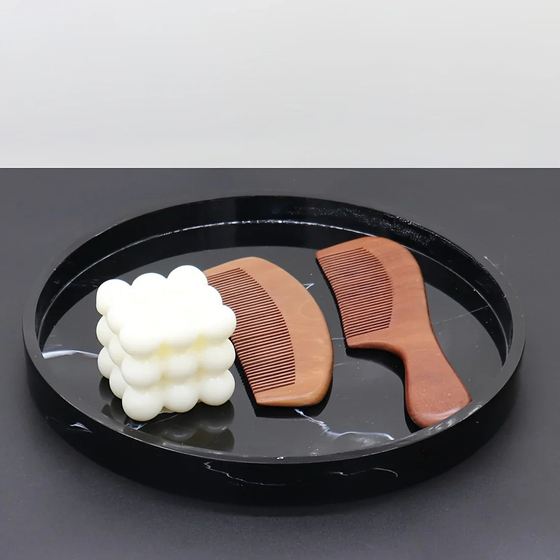 1pc Elegant Black Circular Resin Tray - 27.43cm Hand-Polished, Multi-Purpose Vanity Organizer for Bathroom, Kitchen & Bedroom Decor - Ideal for Jewelry, Keys & Accessories Storage