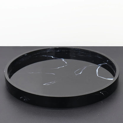 1pc Elegant Black Circular Resin Tray - 27.43cm Hand-Polished, Multi-Purpose Vanity Organizer for Bathroom, Kitchen & Bedroom Decor - Ideal for Jewelry, Keys & Accessories Storage