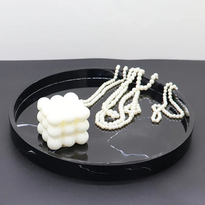 1pc Elegant Black Circular Resin Tray - 27.43cm Hand-Polished, Multi-Purpose Vanity Organizer for Bathroom, Kitchen & Bedroom Decor - Ideal for Jewelry, Keys & Accessories Storage