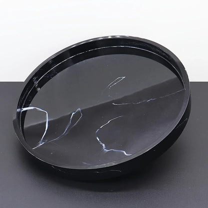 1pc Elegant Black Circular Resin Tray - 27.43cm Hand-Polished, Multi-Purpose Vanity Organizer for Bathroom, Kitchen & Bedroom Decor - Ideal for Jewelry, Keys & Accessories Storage