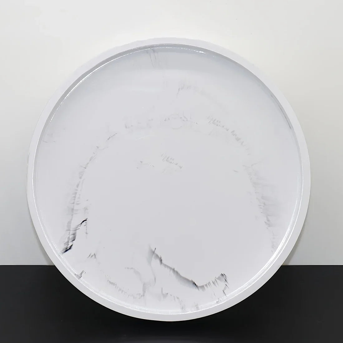 1pc Elegant Black Circular Resin Tray - 27.43cm Hand-Polished, Multi-Purpose Vanity Organizer for Bathroom, Kitchen & Bedroom Decor - Ideal for Jewelry, Keys & Accessories Storage