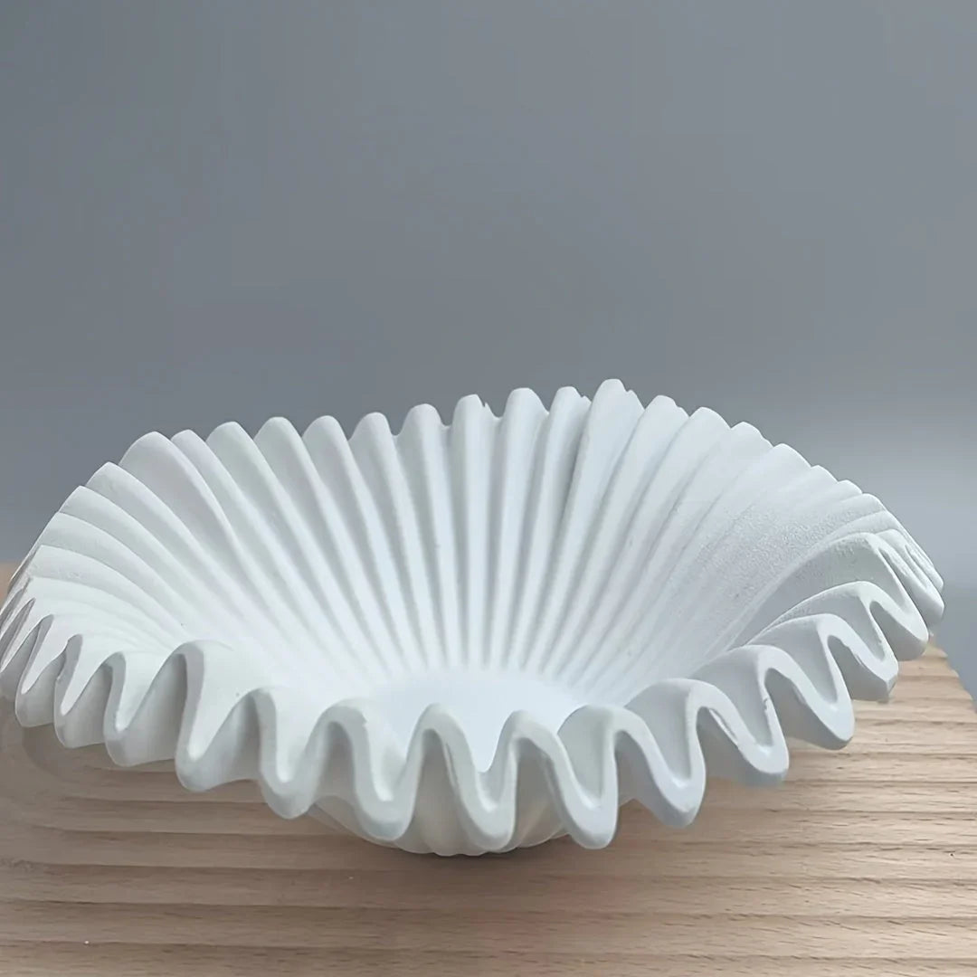 1pc Elegant European-Style Marble-Resin Tabletop Storage Basket, Modern Wave Design, Multi-Functional Decorative Bowl for Keys, Jewelry, Office Supplies, Shelf Organizer - Classic Round Shape, Ideal for Wedding & Holiday Deco