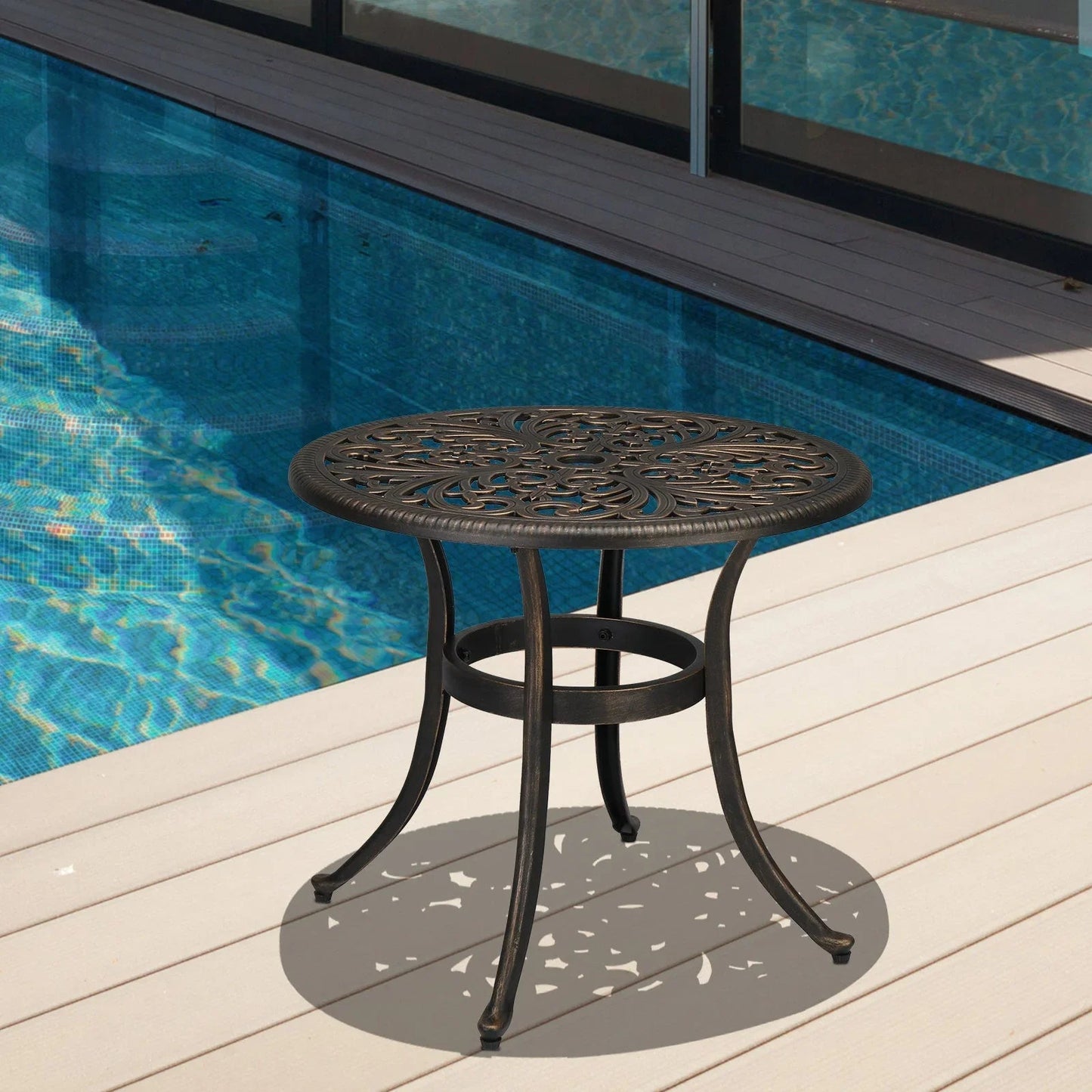 Round Cast Aluminum Patio Side Table