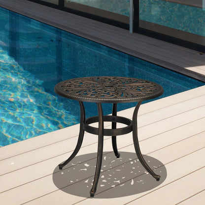 Round Cast Aluminum Patio Side Table