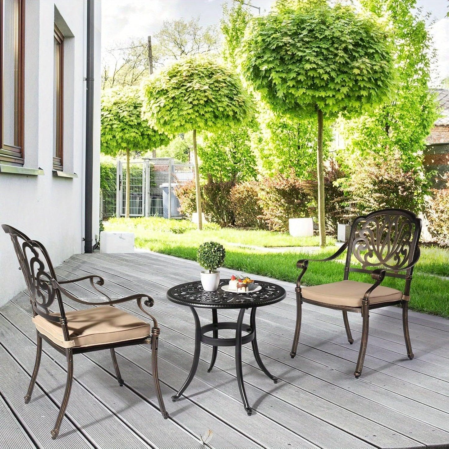 Round Cast Aluminum Patio Side Table
