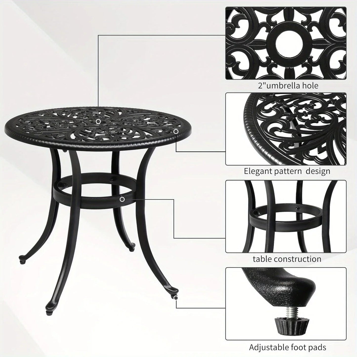 Round Cast Aluminum Patio Side Table