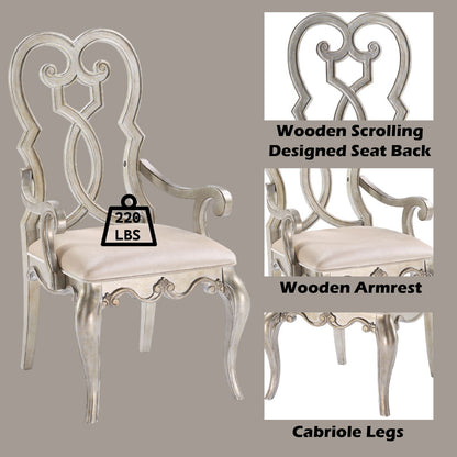 Esteban - Arm Chair (Set of 2) - Ivory Velvet & Antique Champagne