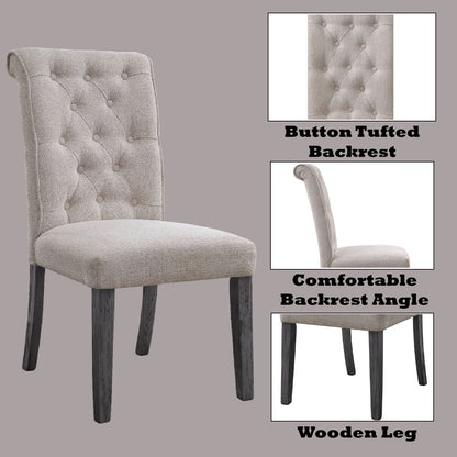 Yabeina - Side Chair (Set of 2) - Beige Linen & Gray