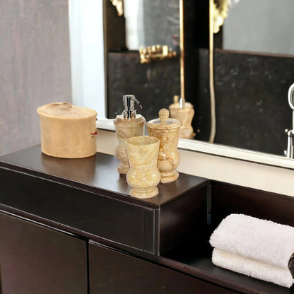 3-Piece Bath Set of Sahara Beige Marble - PoshaBella