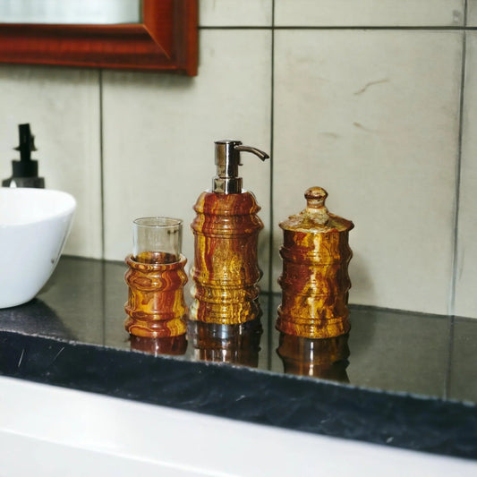 3 Piece Bathroom Set - Multi-Brown Onyx - PoshaBella