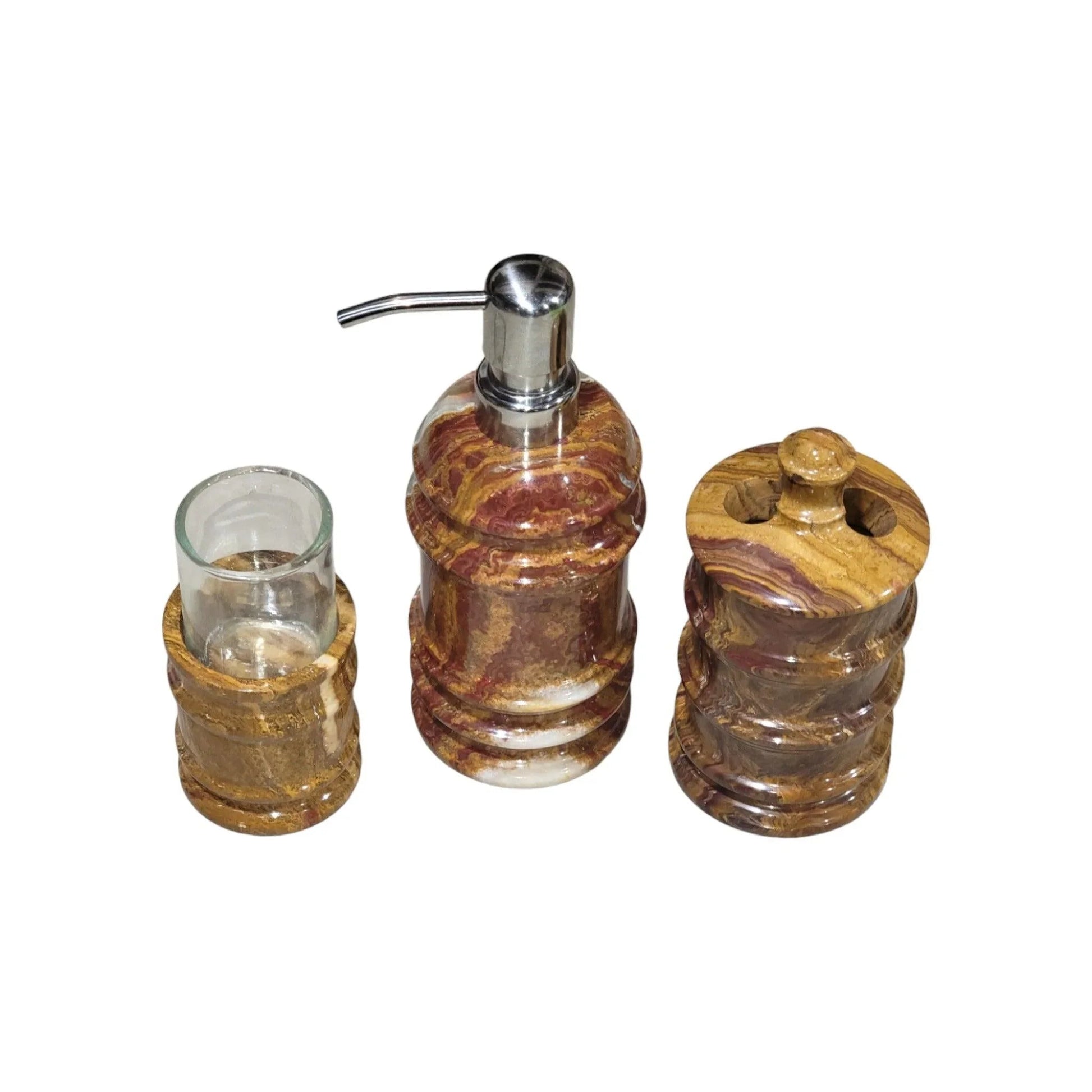 3 Piece Bathroom Set - Multi-Brown Onyx - PoshaBella