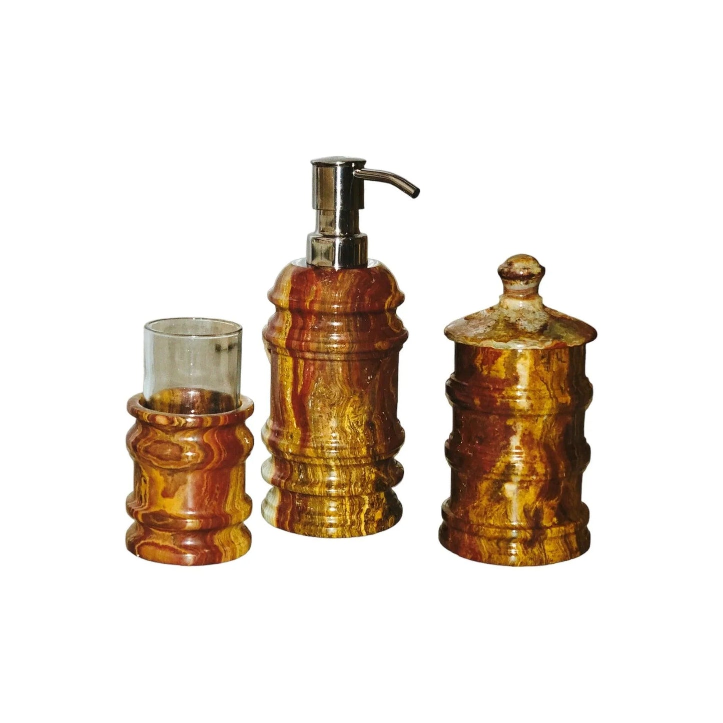 3 Piece Bathroom Set - Multi-Brown Onyx - PoshaBella