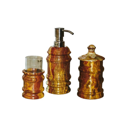 3 Piece Bathroom Set - Multi-Brown Onyx - PoshaBella