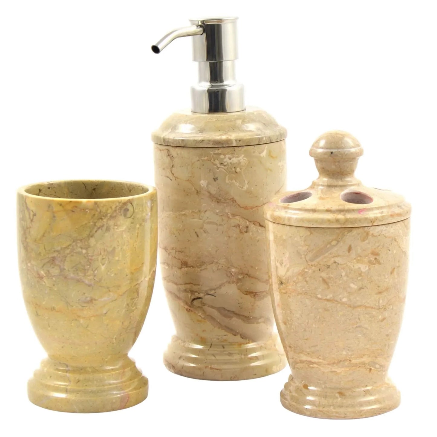 3 Piece Bathroom Set - Sahara Beige Marble - PoshaBella