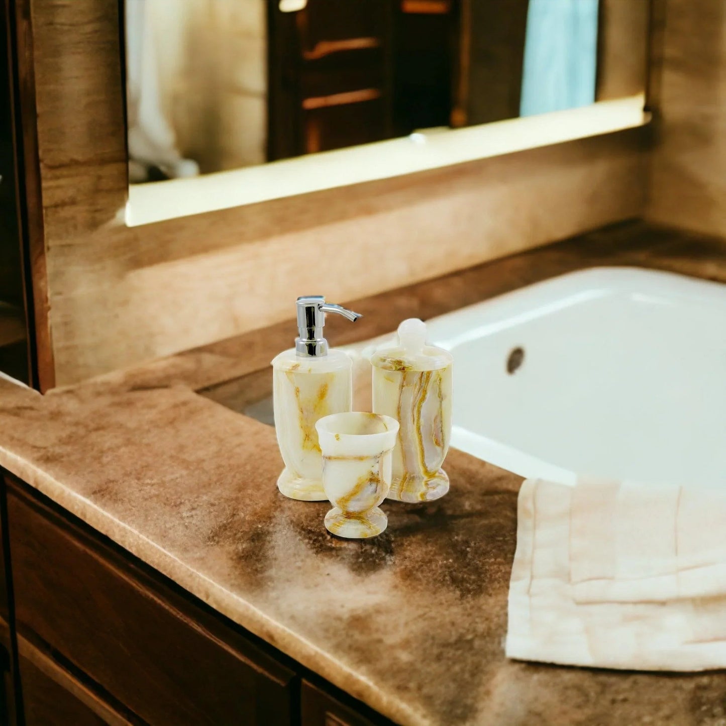 3 Piece Bathroom Vanity Set - White Onyx - PoshaBella