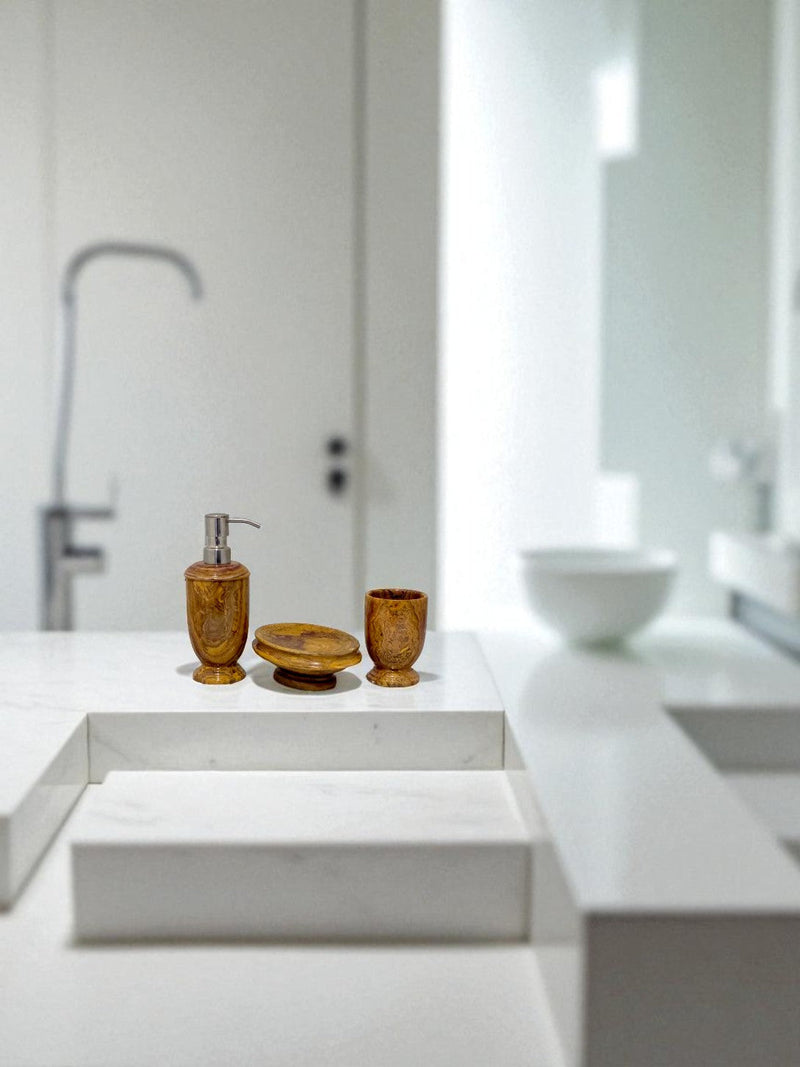Multi Brown Onyx 3-Piece Bathroom Accessory Set