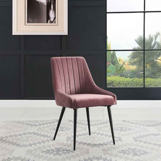 Riley - Side Chair (Set of 2) - Pink Fabric & Black