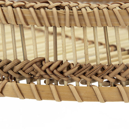 Set of 3 Round Decorative Brown Bamboo Woven Trays with Handles
