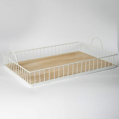 412 - Rectangular Metal & Wood Tray - PoshaBella